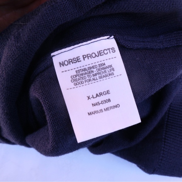 Norse Projects Mens Pullover Roll Neck Size XL Navy Merino Wool Sweater New - Picture 5 of 5